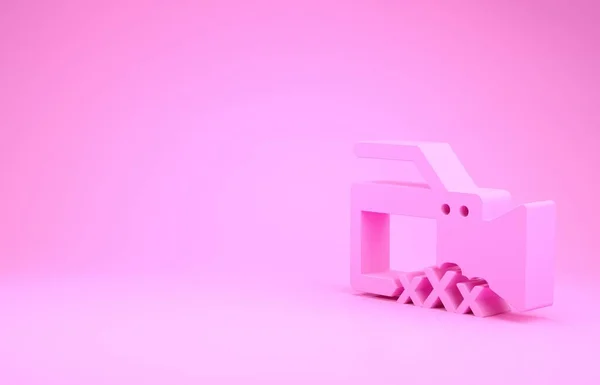 Câmera de vídeo rosa com inscrição XXX ícone isolado em fundo rosa. Símbolo de restrição de idade. 18 mais sinal de conteúdo. Canal adulto. Conceito de minimalismo. 3D ilustração 3D render — Fotografia de Stock