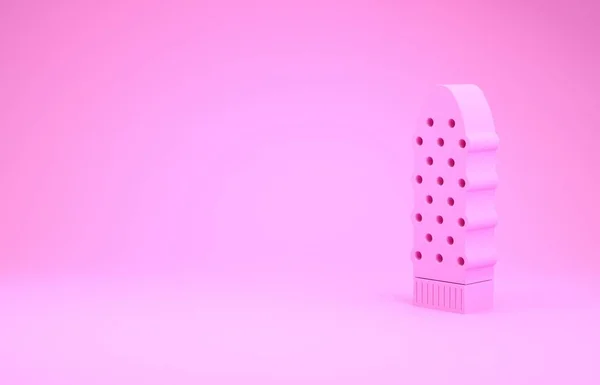 Рожевий фалоімітатор для секс-ігор значок ізольований на рожевому фоні. Секс-іграшка для дорослих. Вагінальні тренажери для інтимних людей. Концепція мінімалізму. 3D ілюстрація 3D рендеринга — стокове фото