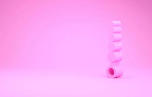 Иконка розового анального бисера выделена на розовом фоне. Знак анальных яиц. Фетиш-аксессуар. Секс-игрушка для мужчин и женщин. Концепция минимализма. 3D-рендеринг — стоковое фото