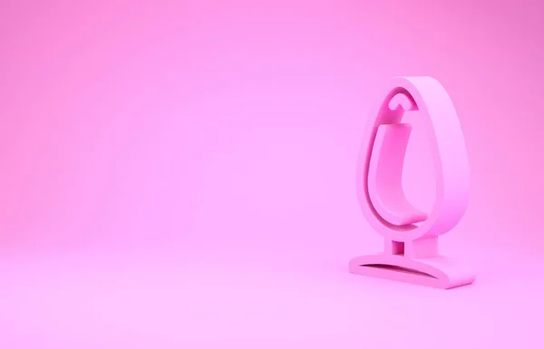 Ícone de plugue anal rosa isolado no fundo rosa. Sinal de bucha. Um acessório fetichista. Brinquedo sexual para homens e mulheres. Conceito de minimalismo. 3D ilustração 3D render — Fotografia de Stock