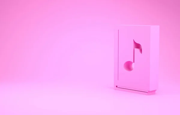 분홍색 오디오 북 아이콘은 핑크 배경에서 분리되었습니다. 악보와 함께 음악 소리. 오디오 가이드 사인. 온라인 학습 개념. 최소성 개념. 3D 일러스트 3D 렌더링 — 스톡 사진