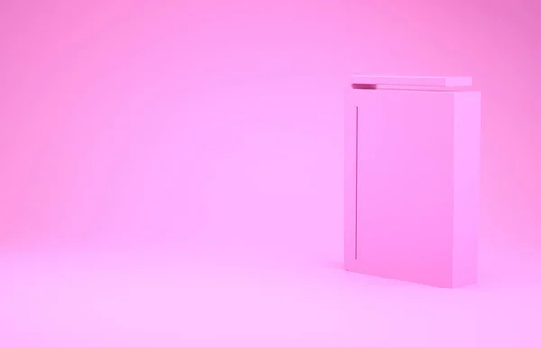 Icono del Libro Rosa aislado sobre fondo rosa. Concepto minimalista. 3D ilustración 3D render — Foto de Stock