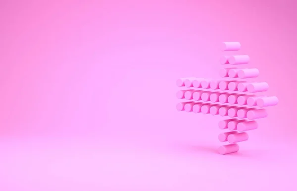 Ícone de seta pontos rosa isolado no fundo rosa. Flecha meio-tom. Sinal de seta pontiaguda. Conceito de minimalismo. 3D ilustração 3D render — Fotografia de Stock