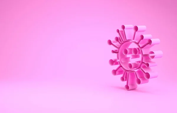 Icono de Bacteria Rosa aislado sobre fondo rosa. Bacterias y gérmenes, microorganismos causantes de enfermedades, cáncer de células, microbios, virus, hongos. Concepto minimalista. 3D ilustración 3D render —  Fotos de Stock