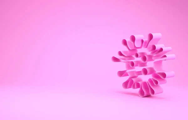Иконка розового бекона на розовом фоне. Бактерии и микробы, вызывающие заболевания микроорганизмов, клеточный рак, микробы, вирус, грибы. Концепция минимализма. 3D-рендеринг — стоковое фото