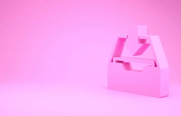 Pinkes Posteingangssymbol isoliert auf rosa Hintergrund. zum Archiv hinzufügen. Minimalismus-Konzept. 3D Illustration 3D Renderer — Stockfoto