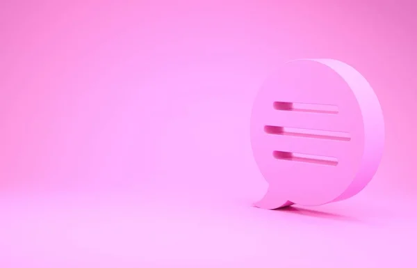 Pink Speech ícone de bate-papo bolha isolado no fundo rosa. Ícone da mensagem. Comunicação ou comentário símbolo de chat. Conceito de minimalismo. 3D ilustração 3D render — Fotografia de Stock