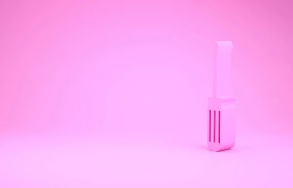 Icono del destornillador rosa aislado sobre fondo rosa. Símbolo herramienta de servicio. Concepto minimalista. 3D ilustración 3D render —  Fotos de Stock