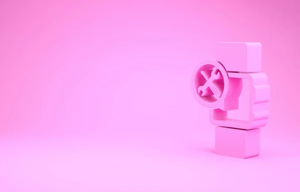 Рожевий смарт-годинник з викруткою та значком ключа ізольовано на рожевому фоні. Налаштування, обслуговування, налаштування, обслуговування, ремонт, виправлення. Концепція мінімалізму. 3D ілюстрація 3D рендеринга — стокове фото