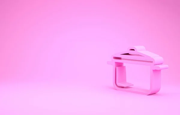 Rosa matlagning pot ikon isolerad på rosa bakgrund. Koka eller gryta mat symbol. Minimalistiskt koncept. 3D-återgivning för 3D — Stockfoto