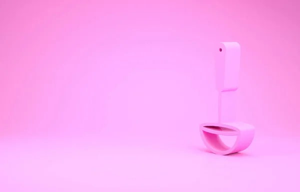Pinkfarbene Kelle Ikone isoliert auf rosa Hintergrund. Kochutensilien. Bestecklöffelzeichen vorhanden. Minimalismus-Konzept. 3D Illustration 3D Renderer — Stockfoto