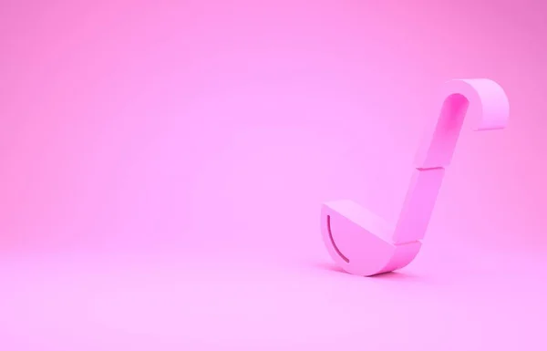 Rózsaszín Konyha merőkanál ikon elszigetelt rózsaszín háttér. Főzőeszköz. Evőeszköz kanál jel. Minimalizmus koncepció. 3d illusztráció 3D render — Stock Fotó