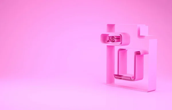 Документ Pink JS. Иконка кнопки выделена на розовом фоне. Символ файла JS. Концепция минимализма. 3D-рендеринг — стоковое фото