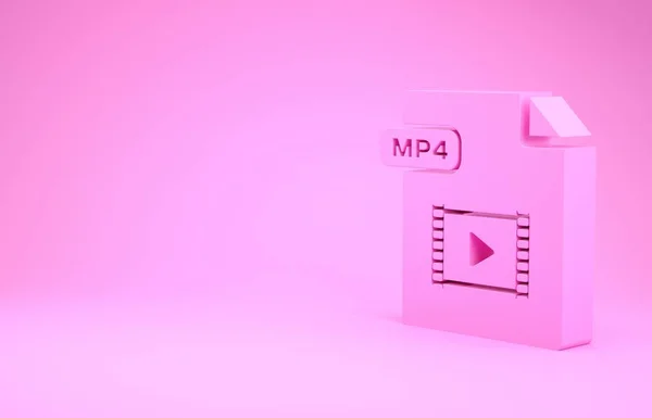 Documento de archivo MP4 rosa. Descargar icono del botón mp4 aislado sobre fondo rosa. Símbolo de archivo MP4. Concepto minimalista. 3D ilustración 3D render —  Fotos de Stock