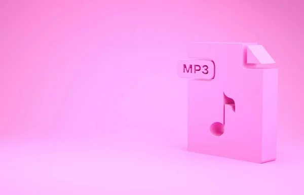 Рожевий файл MP3. Звантажити піктограму кнопок mp3 ізольовано на рожевому фоні. Знак музичного формату MP3. Символ файла MP3. Концепція мінімалізму. 3D ілюстрація 3D рендеринга — стокове фото