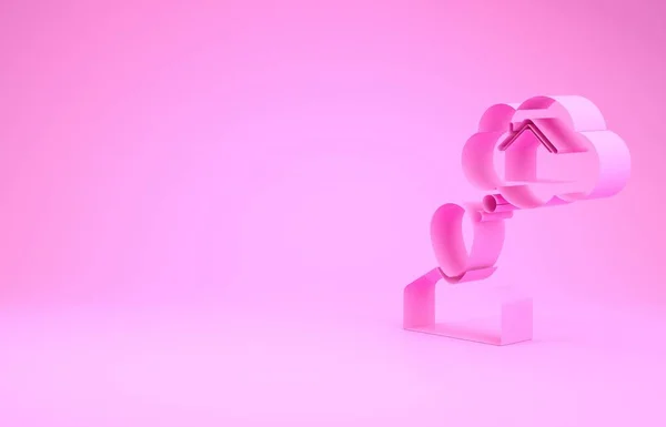 Pink Man drömmer om att köpa ett nytt hus ikon isolerad på rosa bakgrund. Minimalistiskt koncept. 3D-återgivning för 3D — Stockfoto