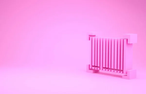 Icona codice a barre rosa isolata su sfondo rosa. Concetto minimalista. Illustrazione 3d rendering 3D — Foto Stock
