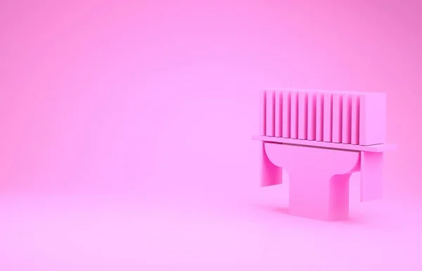 Ícone de código de barras de varredura Scanner rosa isolado no fundo rosa. Etiqueta de código de barras adesivo. Identificação para entrega com barras. Conceito de minimalismo. 3D ilustração 3D render — Fotografia de Stock
