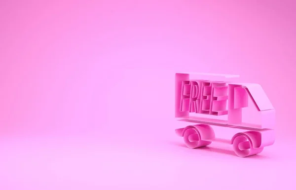 Pink Icono de servicio de entrega gratuita aislado sobre fondo rosa. Envío gratuito. 24 horas y entrega rápida. Concepto minimalista. 3D ilustración 3D render — Foto de Stock