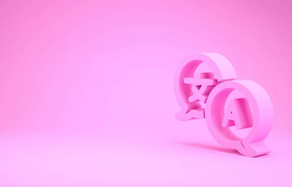 Иконка "Розовый переводчик" выделена на розовом фоне. Иконки разговоров на иностранном языке в чате речи пузырь. Концепция перевода. Концепция минимализма. 3D-рендеринг — стоковое фото