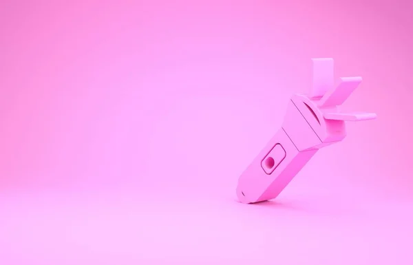 Ícone de lanterna rosa isolado no fundo rosa. Conceito de minimalismo. 3D ilustração 3D render — Fotografia de Stock