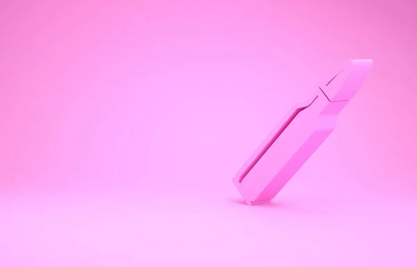 Ícone de bala rosa isolado no fundo rosa. Conceito de minimalismo. 3D ilustração 3D render — Fotografia de Stock