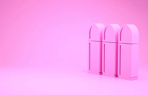 Иконка розовой пули выделена на розовом фоне. Концепция минимализма. 3D-рендеринг — стоковое фото