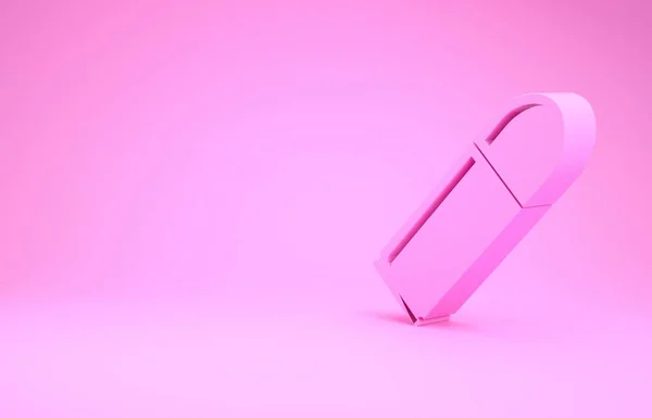 Icona Pink Bullet isolata su sfondo rosa. Concetto minimalista. Illustrazione 3d rendering 3D — Foto Stock