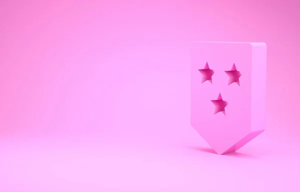 Розовый Шеврон значок изолирован на розовом фоне. Знак военного значка. Концепция минимализма. 3D-рендеринг — стоковое фото