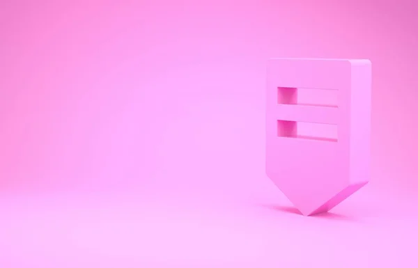 Ícone Chevron rosa isolado no fundo rosa. Insígnia militar. Conceito de minimalismo. 3D ilustração 3D render — Fotografia de Stock