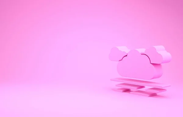 Icono de Nube Rosa aislado sobre fondo rosa. Concepto minimalista. 3D ilustración 3D render —  Fotos de Stock