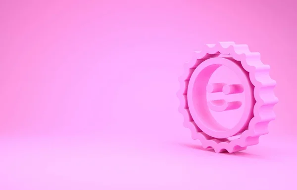 Иконка Pink Sun выделена на розовом фоне. Концепция минимализма. 3D-рендеринг — стоковое фото