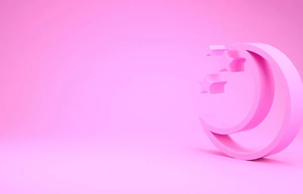 Рожевий Місяць і зірки ізольовані на рожевому тлі. Концепція мінімалізму. 3d Illustrated 3d render — стокове фото