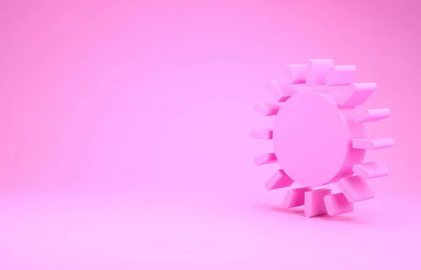 Иконка Pink Sun выделена на розовом фоне. Концепция минимализма. 3D-рендеринг — стоковое фото