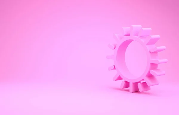 Pink Sun icoon geïsoleerd op roze achtergrond. Minimalisme concept. 3d illustratie 3d renderen — Stockfoto