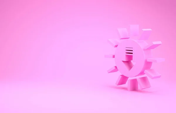 Pink Sunset icon isolated on pink background. Minimalism concept. 3d illustration 3D render