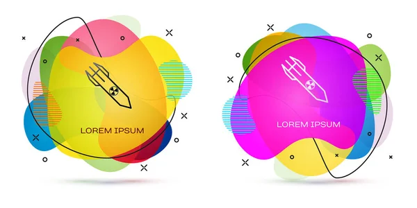 Couleur Icône de fusée nucléaire isolé sur fond blanc. La fusée explose. Bannière abstraite aux formes liquides. Illustration vectorielle — Image vectorielle