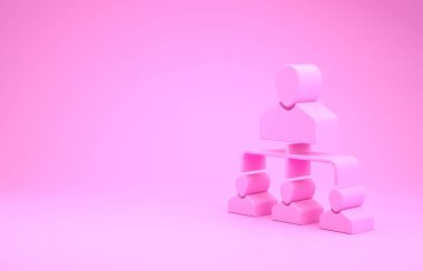 Pembe Başvuru simgesi pembe arka planda izole edilmiş. Ağ pazarlama, iş ortaklığı, yönlendirme programı stratejisi. Minimalizm kavramı. 3d illüstrasyon 3d canlandırma