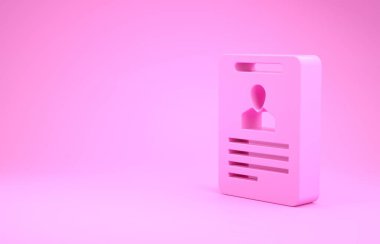 Pembe kimlik tanımlama simgesi pembe arka planda izole edilmiş. Sunum için, şirketin kimliği için, reklam için kullanılabilir. Minimalizm kavramı. 3d illüstrasyon 3B canlandırma