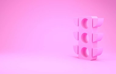 Pembe trafik ışığı simgesi pembe arkaplanda izole edilmiş. Minimalizm kavramı. 3d illüstrasyon 3B canlandırma