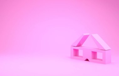 Pembe 3 boyutlu sinema gözlüğü ikonu pembe arka planda izole edilmiş. Minimalizm kavramı. 3d illüstrasyon 3B canlandırma