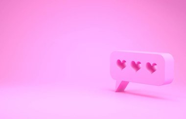 Pembe Benzeri ve kalp ikonu pembe arka planda izole edilmiş. Karşıt Bildirim Simgesi. Insta 'yı takip et. Minimalizm kavramı. 3d illüstrasyon 3d canlandırma