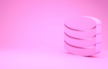 Pembe Veritabanı simgesi pembe arkaplanda izole edildi. Ağ veritabanları, ilerleme çubuklu disk. Yedek konsept. Minimalizm kavramı. 3d illüstrasyon 3d canlandırma