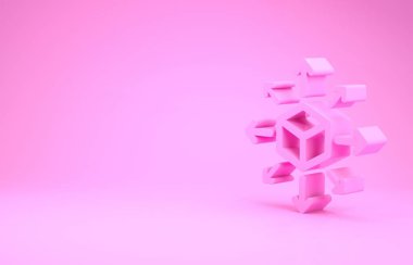 Pembe Dağıtım simgesi pembe arka planda izole edildi. İçerik dağıtım konsepti. Minimalizm kavramı. 3d illüstrasyon 3d canlandırma