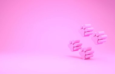 Pembe Paw yazdırma simgesi pembe arkaplanda izole edilmiş. Köpek ya da kedi pençesi izi. Hayvan izleri. Minimalizm kavramı. 3d illüstrasyon 3B canlandırma