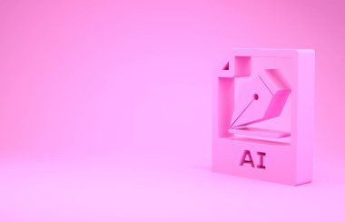 Pembe Ai dosya dökümanı. Pembe arkaplanda ai düğmesi simgesi indir. Ai dosya sembolü. Minimalizm kavramı. 3d illüstrasyon 3d canlandırma