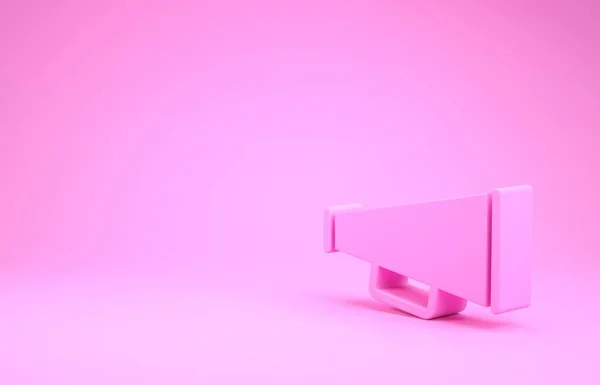 Ícone de megafone rosa isolado no fundo rosa. Conceito de minimalismo. 3D ilustração 3D render — Fotografia de Stock