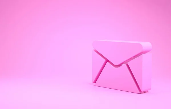 Ροζ εικονίδιο φακέλων απομονωμένο σε ροζ φόντο. Email σύμβολο γράμμα μήνυμα. Μινιμαλιστική έννοια. 3D απεικόνιση 3d καθιστούν — Φωτογραφία Αρχείου