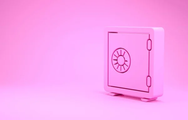 Icône Rose Safe isolée sur fond rose. La porte protège un coffre-fort avec une serrure à combinaison. Protection fiable des données. Concept de minimalisme. Illustration 3D rendu 3D — Photo