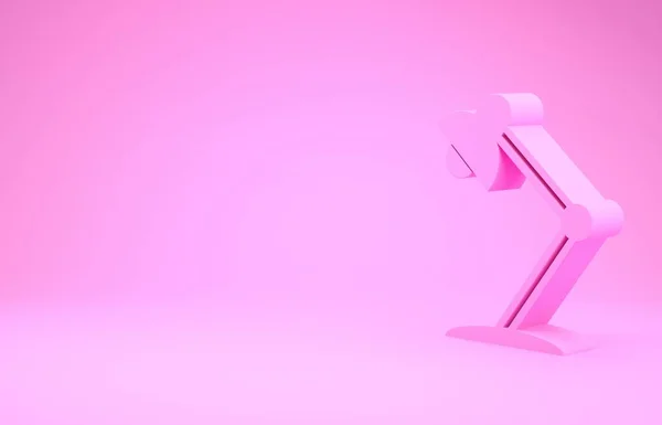 Icono de lámpara de mesa rosa aislado sobre fondo rosa. Lámpara de oficina. Concepto minimalista. 3D ilustración 3D render —  Fotos de Stock